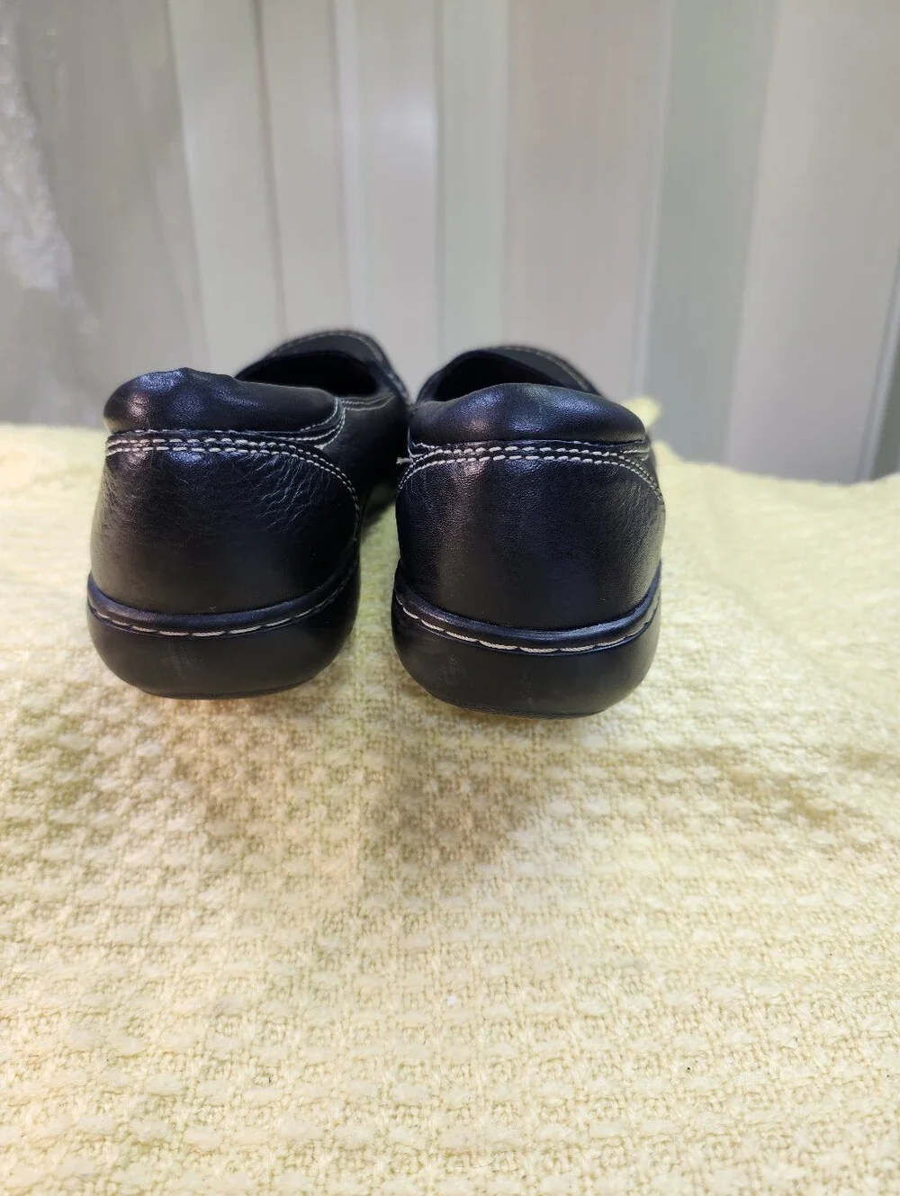 Clarks Black Leather Women's Penny Loafers